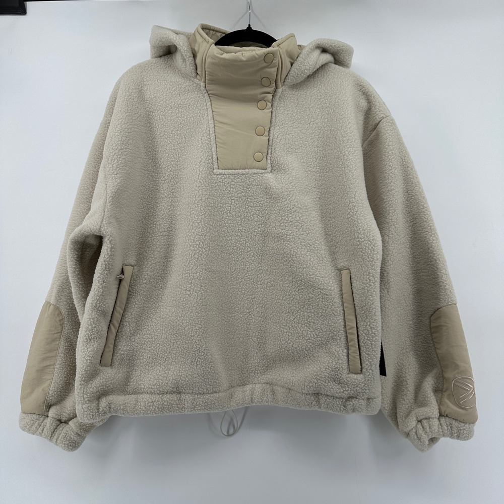 Savvi Camper Sherpa Pullover Cream Tan Fleece Hoodie A00235-114801-SM Small NWT